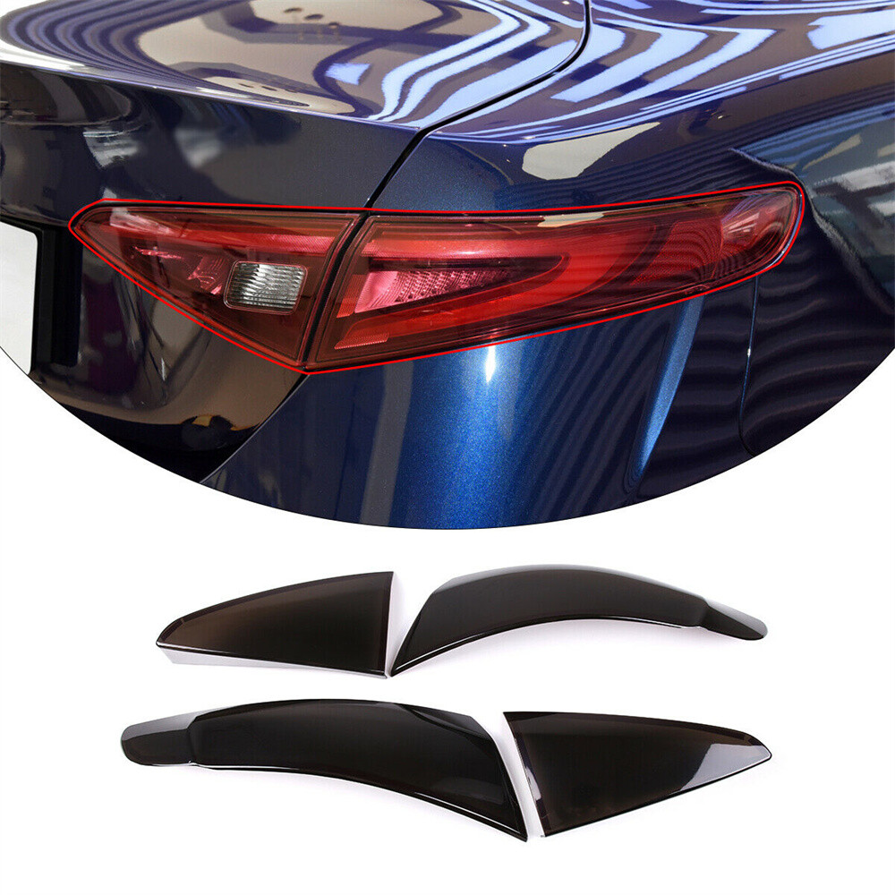 Smoke Black ABS Tail Light Lamp Guard Panel Trim For Alfa Romeo Giulia 2017-2022