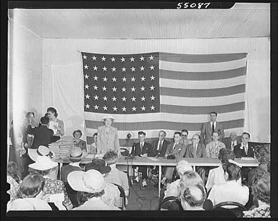 Photo:New York New York 1940s War Meeting American Flag Audience