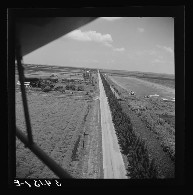 Photo:Belle Glade Florida 1940 Aerial View Road Rural Fields