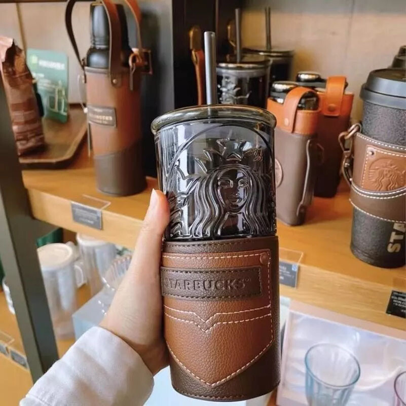Starbucks 2023 Heavy Glass Cup Gradient 550ml Straw Cup Tumbler For Cold Drinks
