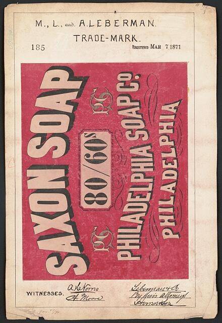 Photo:Philadelphia PA 1871 Saxon Soap Trademark Registration Leberman