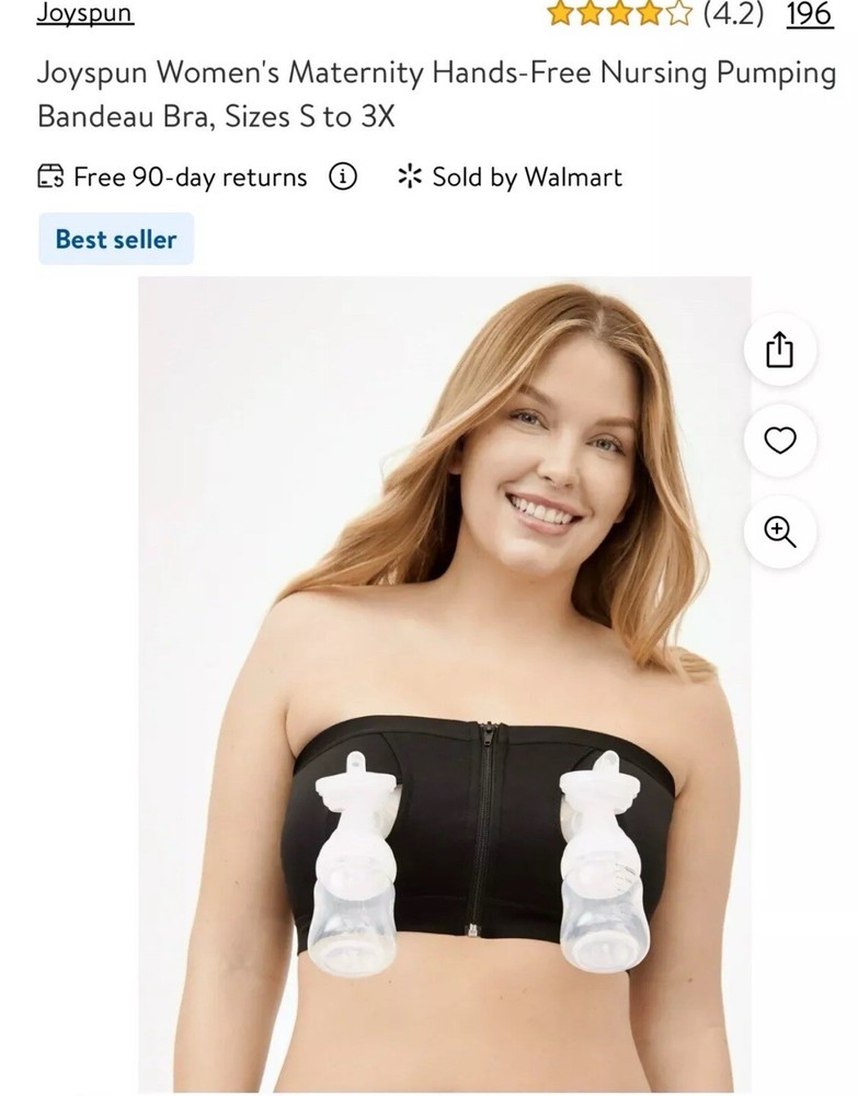 NWT! Black Joyspun SOFT Hands Free Breast Pump Nursing Bra Size Small BRAND NEW