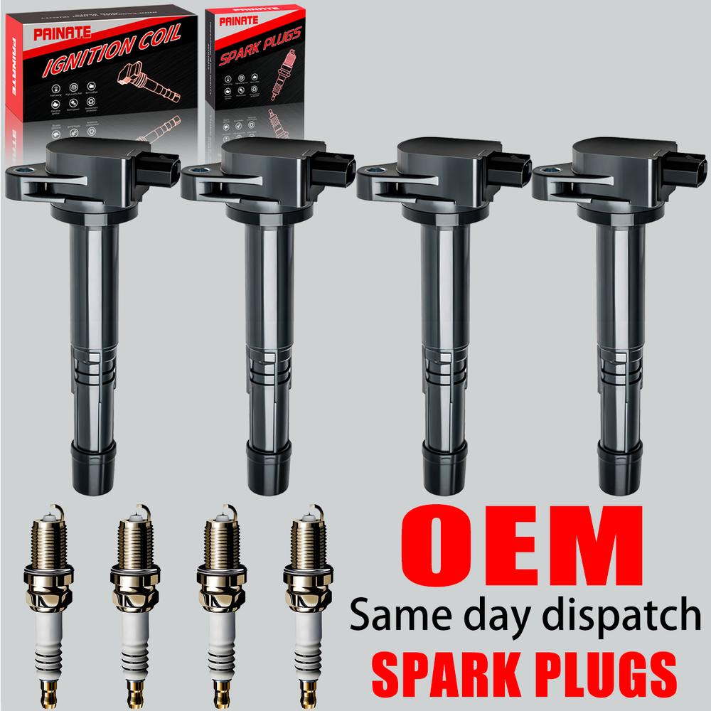 4X OEM Ignition Coil & Iridium Spark Plug For Honda Accord CR-V Acura 2.4L UF602
