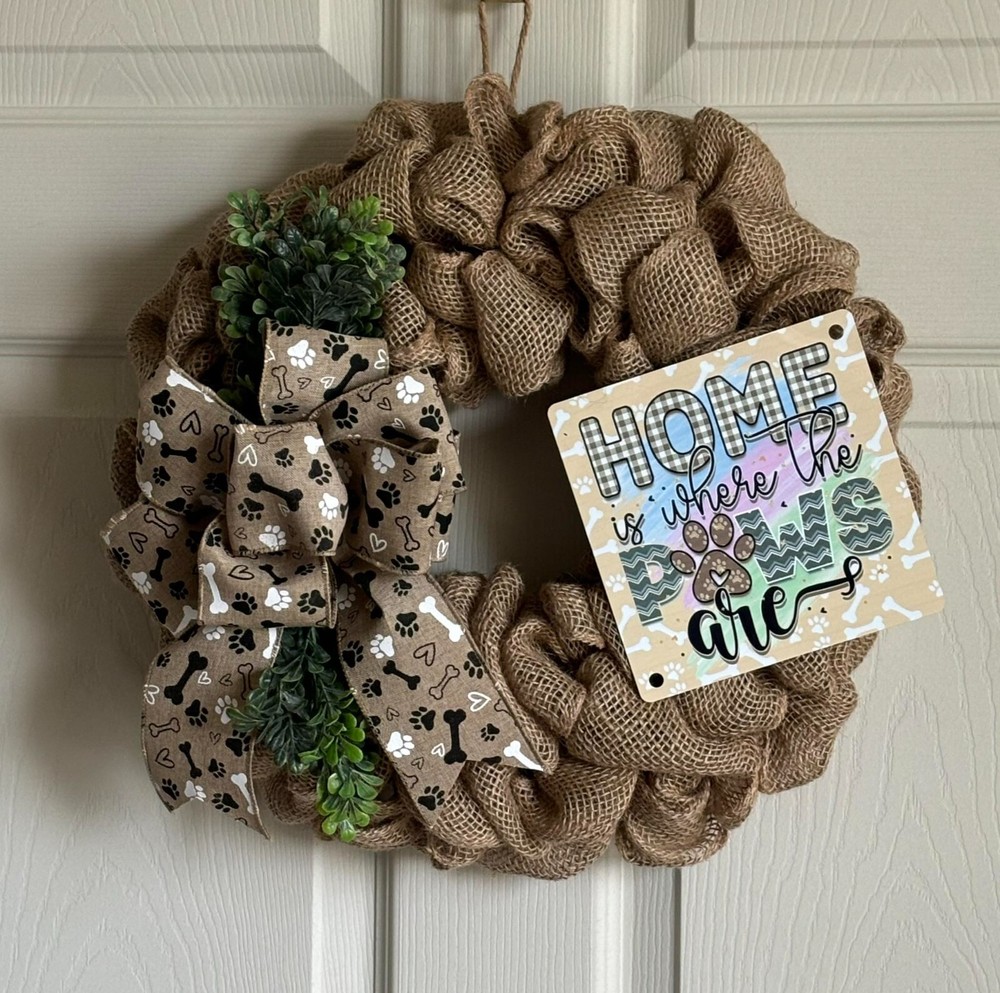 Dog Wreath for front door handmade Dog Wreath