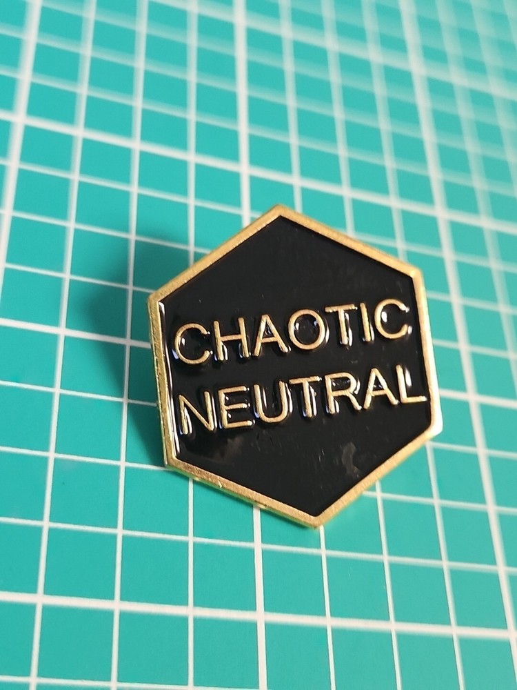 Vtg Chaotic Neutral  Gold Tone Lapel Pin