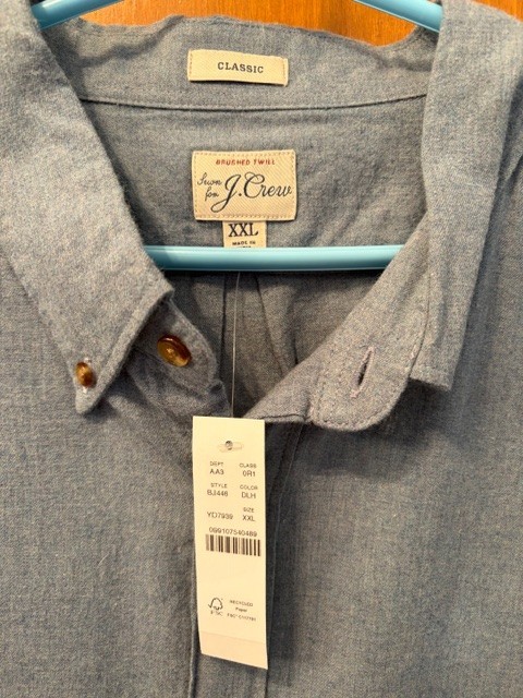 J Crew long sleeve button down shirt XXL NWT