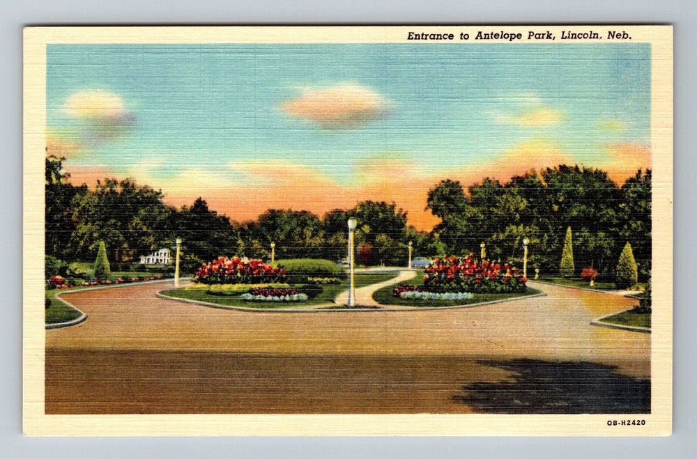 Lincoln NE-Nebraska, Entrance To Antelope Park, Vintage Postcard