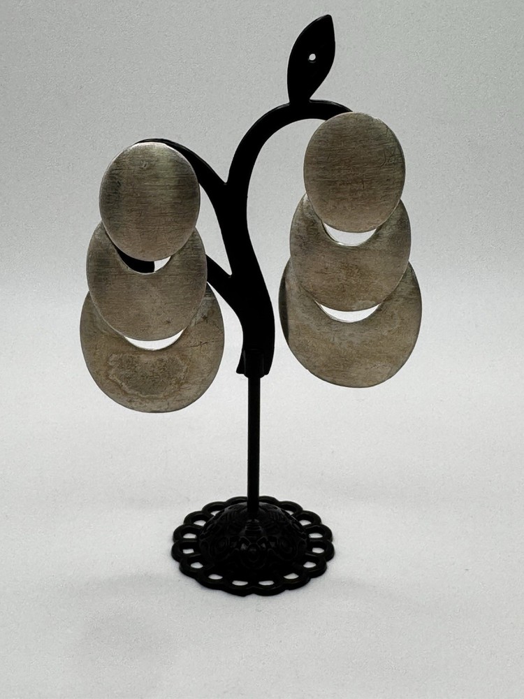 Vintage Silver Tone Articulated Drop Dangle Earrings Pierced Ears