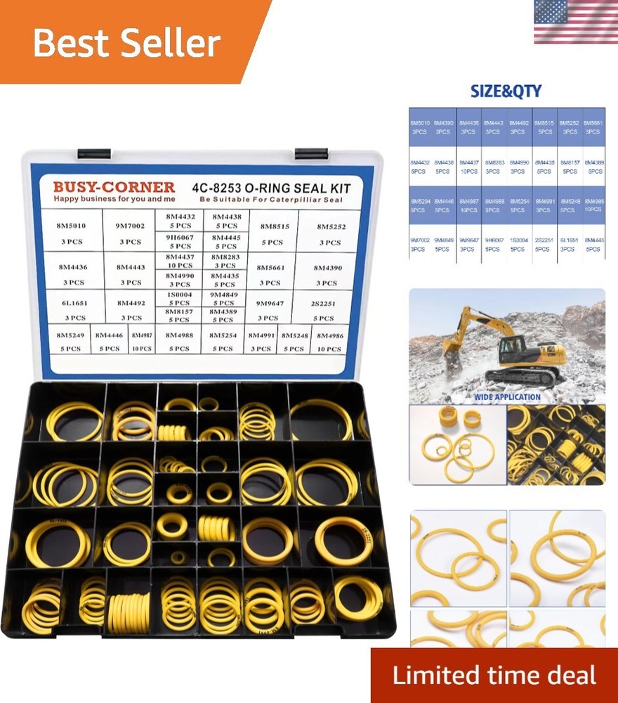 4C-8253 Seal O-Ring Kit, Silicone 90, Hydraulic Hose Fitting Orings, Fits CAT...