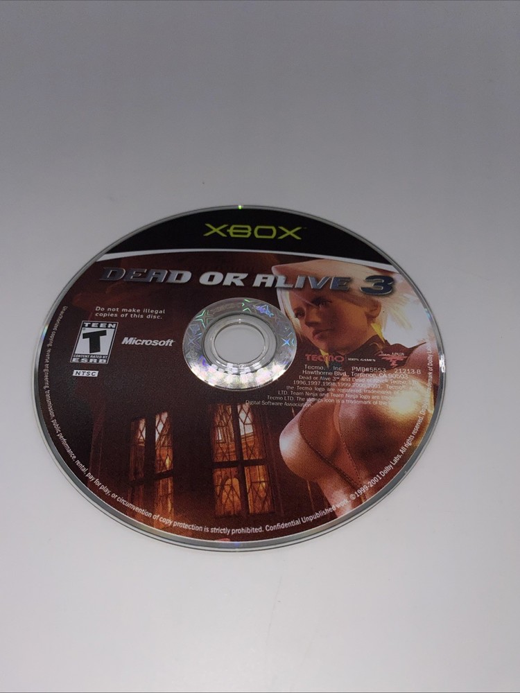 Dead or Alive 3 Microsoft Xbox Disc Only W/ Replacement Artwork & Case