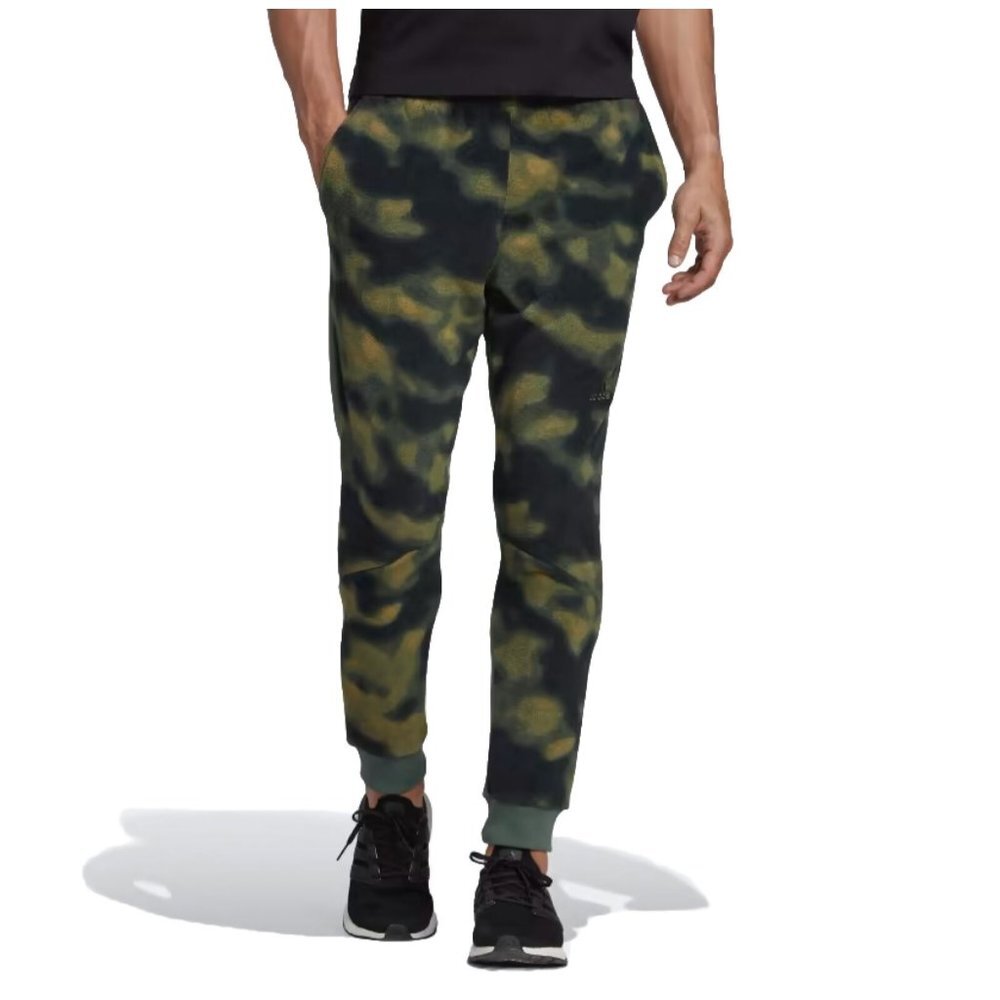adidas Men's Polar Fleece Joggers with Nature Print HS3256 Size M