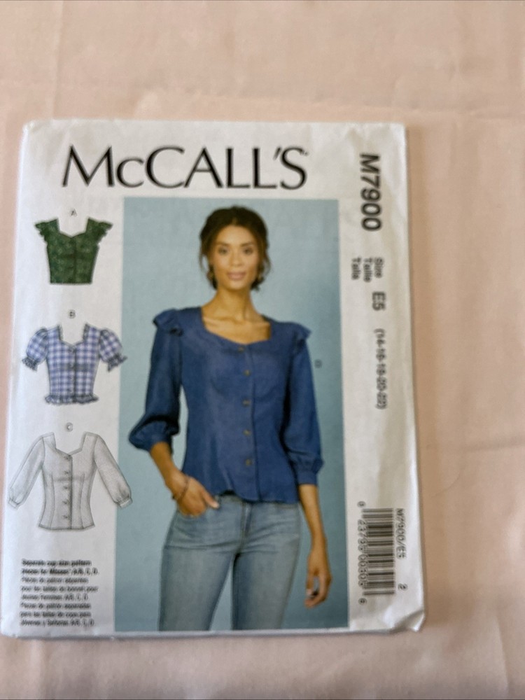 McCall's M7900 Misses  Size 14-22 Fitted Peasant Top Uncut Sewing Pattern
