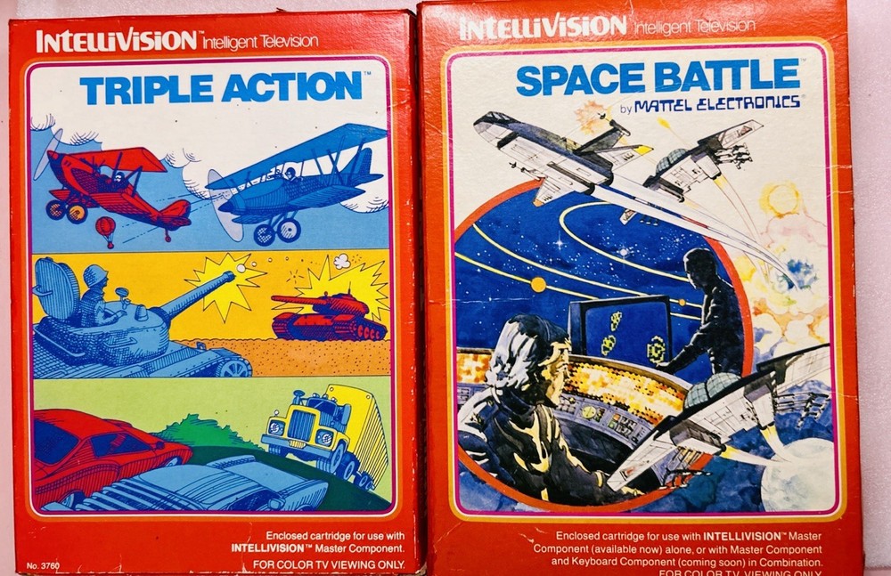 Intellivision 2 Game Lot,Space Battle Cib+Triple Action Cib Tested 5/20/26