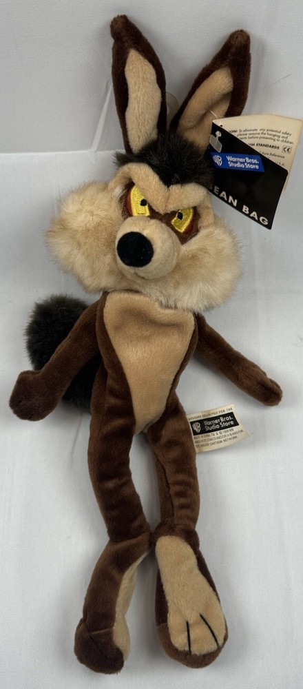 1998 Vintage Warner Bros Wile E Coyote 13 Inch Bean Bag Plush with Tags