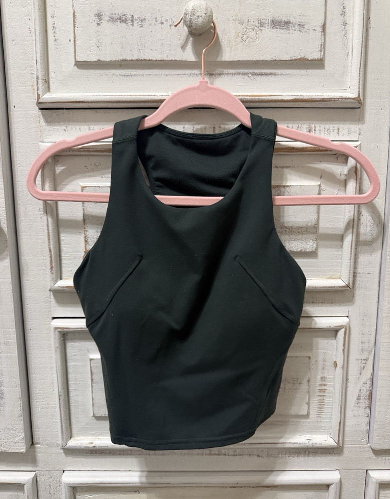 Lululemon Black Cropped High Neck Athletic Stretch Tank Top Women's Sleeveless