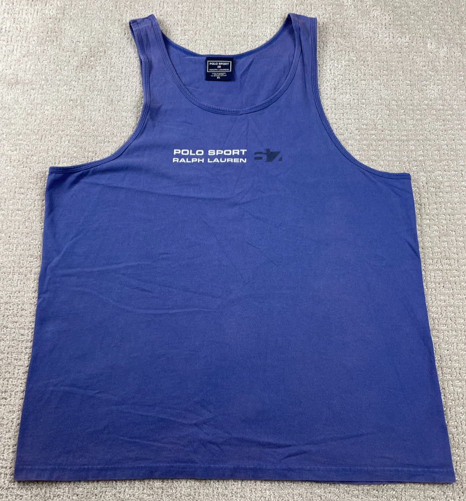 Vintage Polo Sport Ralph Lauren Tank Top Mens Size XL Purple Spellout 67 Run 90s