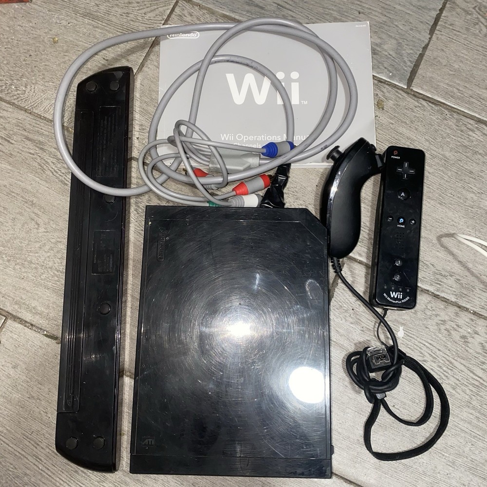Nintendo Wii Bundle Black Console includes Ultra Sensorbar Controller,Nunchucks