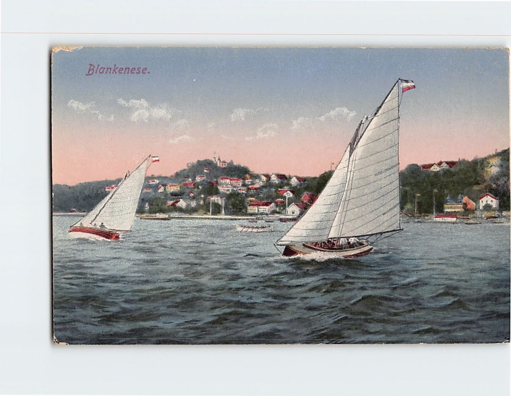 Postcard Sailboats in Blankenese Hamburg Germany