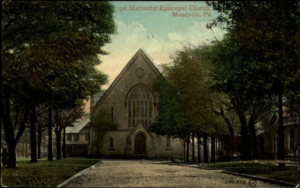 Methodist Episcopal Church Meadville Pennsylvania vintage postcard m131