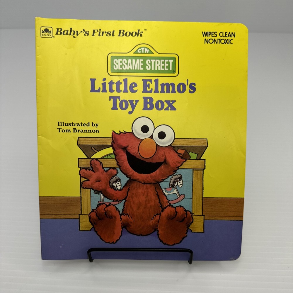 Sesame Street Little Elmo's Toy Box Baby's First Book Golden 1990 Wipes Clean