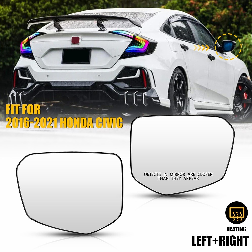 Pair Driver Passenger Side Mirror Glass Car Accessories For 16-21 Honda Civic M