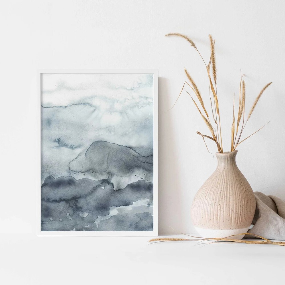 Premium Blue Watercolor Painting Poster Custom Size High Quality