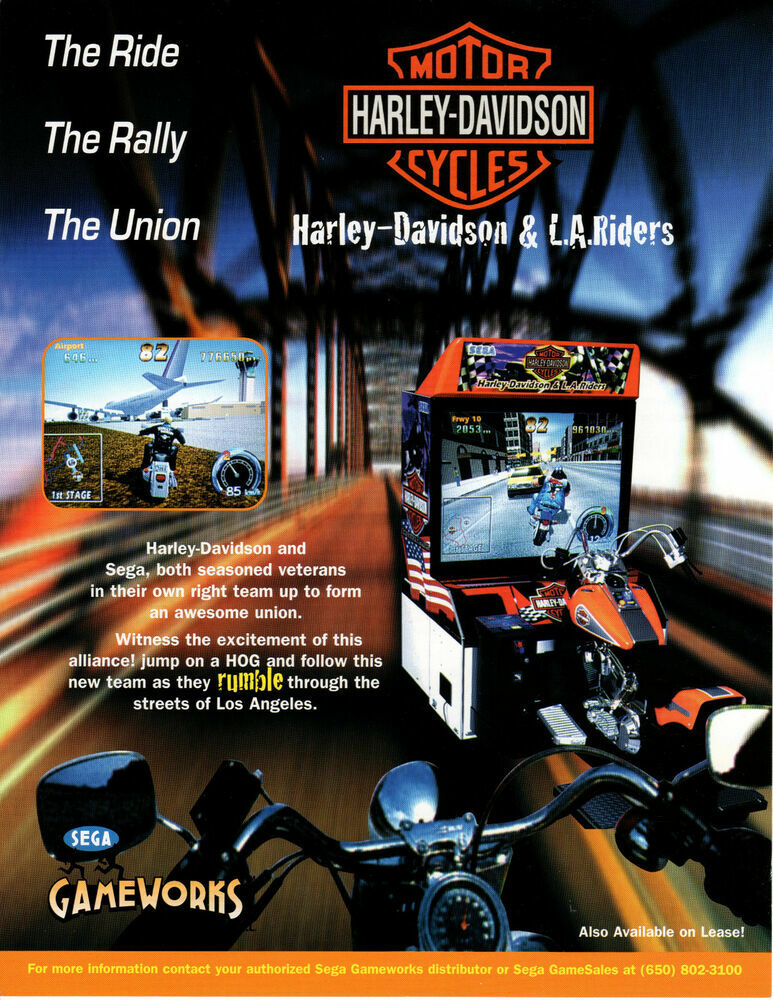 Harley Davidson Arcade FLYER Original Unused 1997 Video Game Motorcycle Art