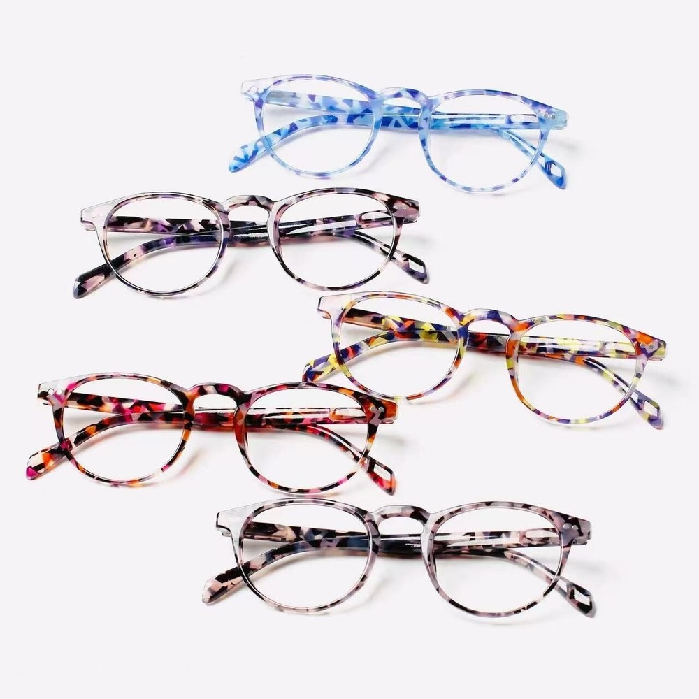 5-Pack Blue Light Women's Spring Hinge Reading Glasses with Stylish Patterns