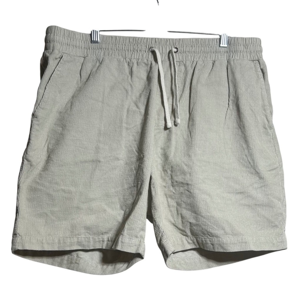 Criquet Mens Corduroy Shorts Tan Beige Elastic Waist Drawstring Cotton XL 6in