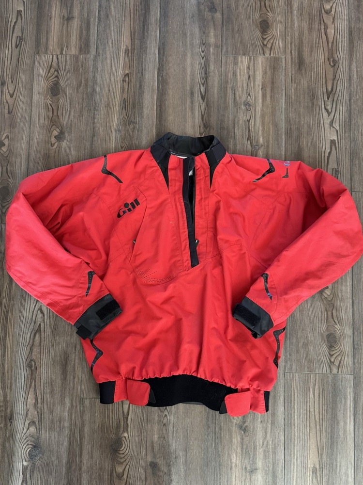 Gill Dinghy Smock Sailing Jacket Windbreaker Waterproof Kayak Pullover Red Large