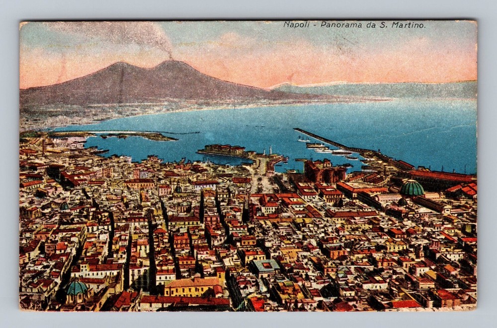 Italy- Naples Panorama View From San Martino Postal Old Card Vintage Postcard
