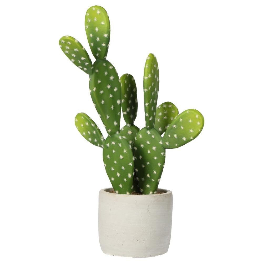13' Small Fake Cactus Plant Potted 'Prickly Pear Cactus' Faux Cacti for Home ...