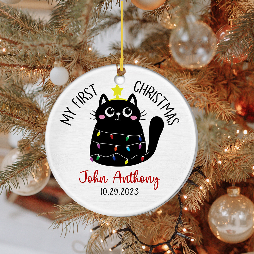 Custom Text Personalized Image Ceramic Accents Christmas Ornaments