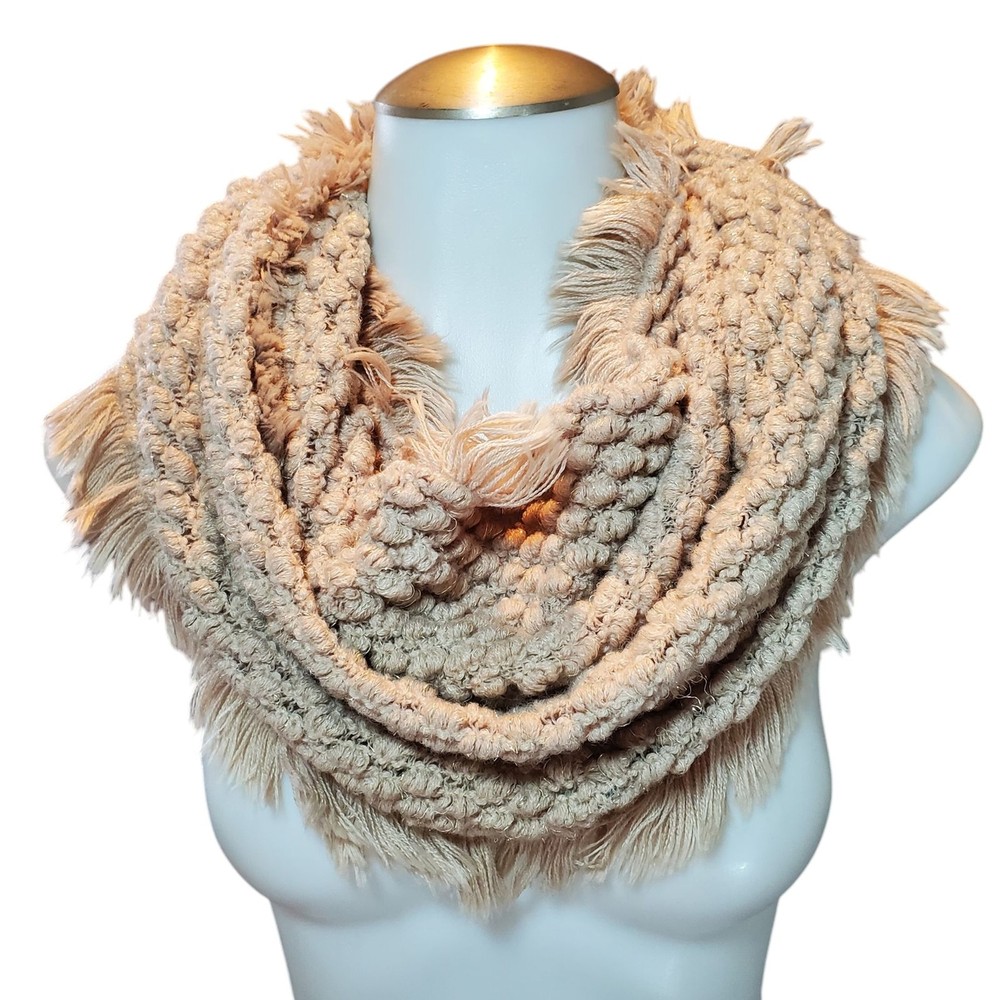 Van Heusen Infinity Scarf Brown Knit with Metallic Threading