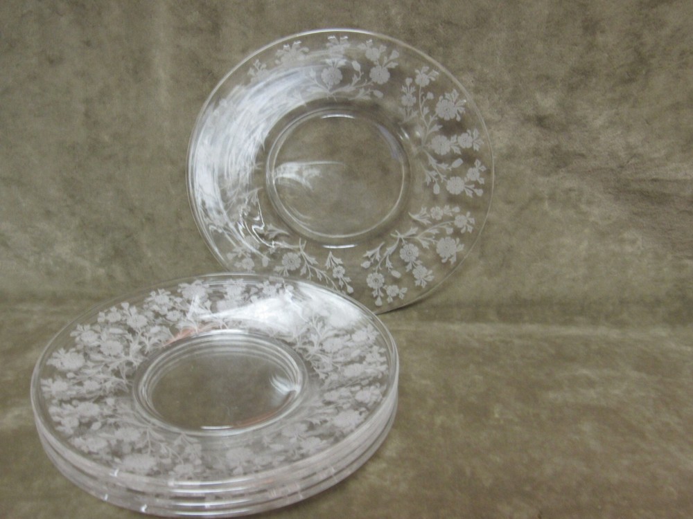 Vintage Tiffin Glass Franciscan Rose Marie Floral Etched 6-1/2