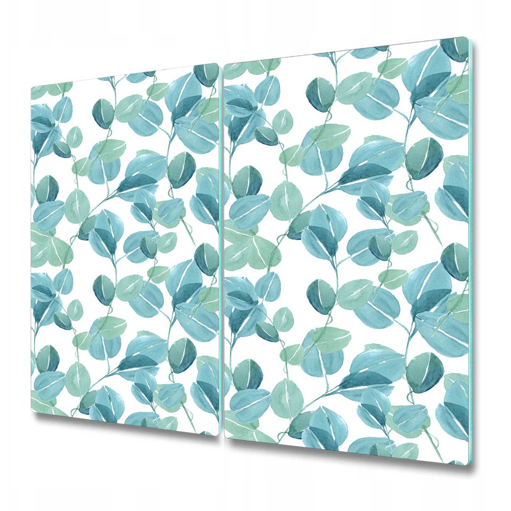 Glass Chopping Board Watercolour Eucalyptus | Green Soft Leaves | 2x30x52