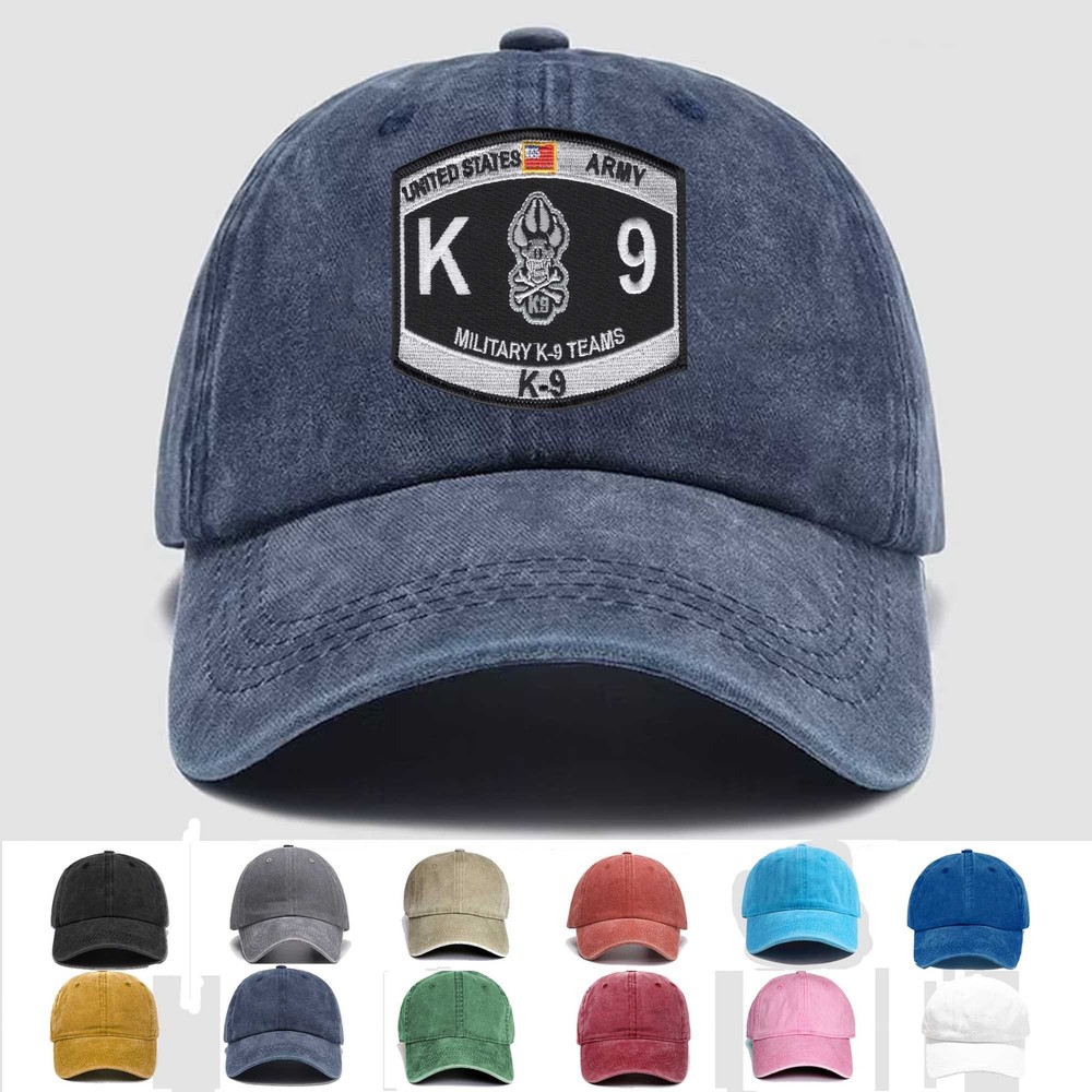 Custom Embroidered Hat ARMY K-9 TEAMS Military Occupation Specialty, Veteran Cap