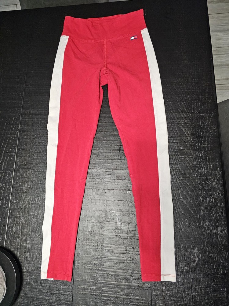 TOMMY HILFIGER SPORT WOMANS RED ACTIVE WEAR HIGH WAIST LEGGINGS Size XS
