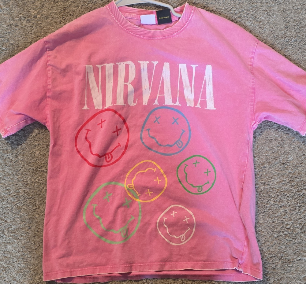 Zara Nirvana Pink Graphic Print Girls T-Shirt Crew Neck Short Sleeve 11-12 Years