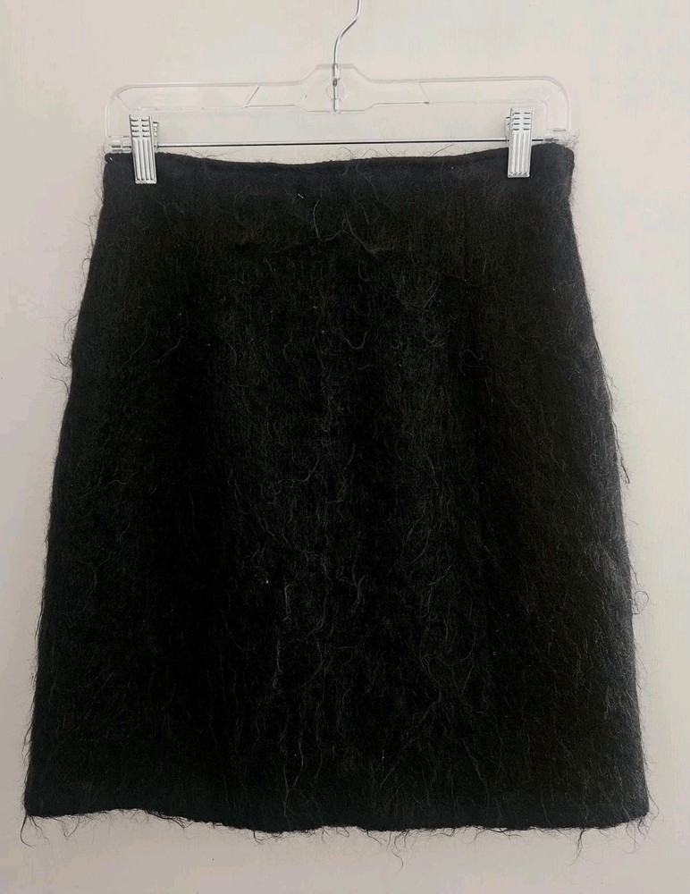 Vintage 80s Inscription by RYKIEL Black MOHAIR Wool Skirt Womens SIZE 2 1989 WOW