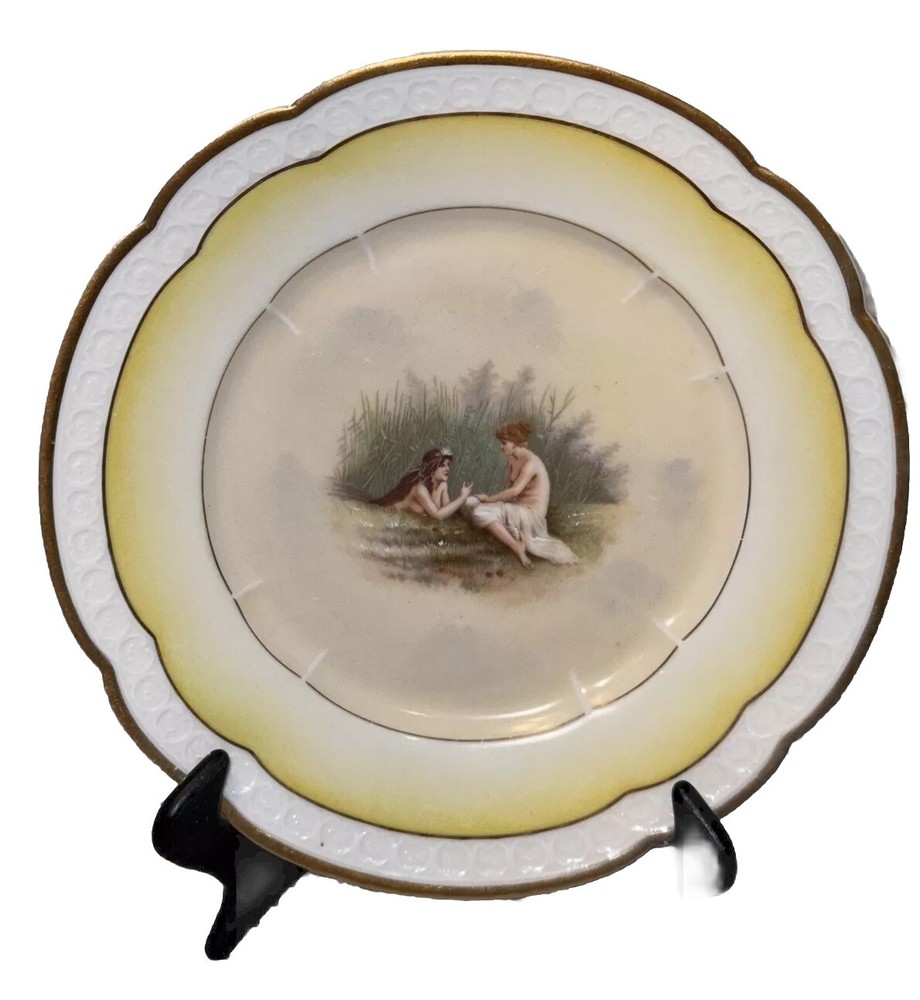 Rosenthal Hndpntd Plate Woman And Floral Crown Mermaid *Rare*