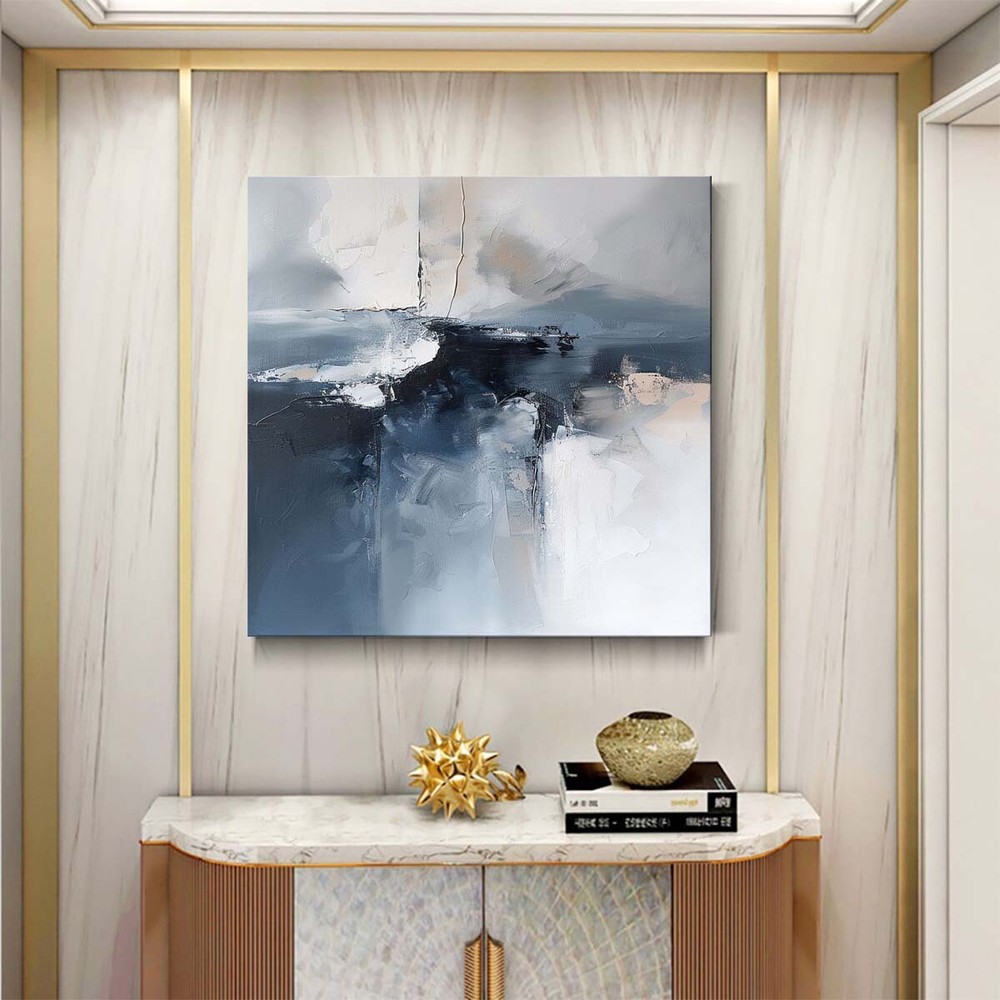 Abstract Blue Handmade Modern Oil Painting On Canvas Painting Palette knife