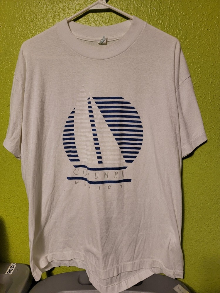 Vintage 80s Cozumel Mexico Shirt LG White Single Stitch Tourist Beach Tee 1980s