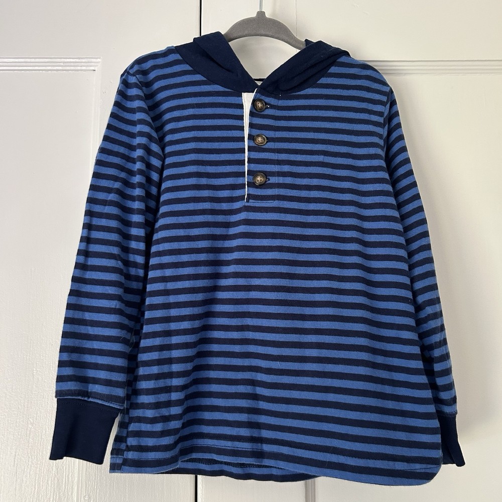 Carter’s Blue Striped Hoodie Long Sleeve Cotton Shirt Toddler Boys Size 4