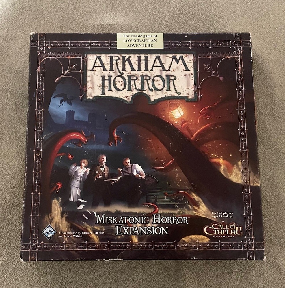 Arkham Horror MISKATONIC HORROR EXPANSION BOARD GAME, Fantasy Flight, INCOMPLETE