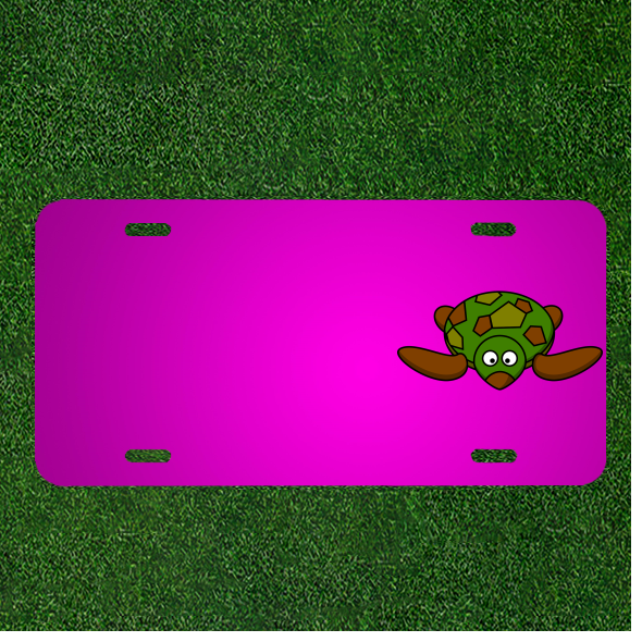 Custom Personalized Car License Plate with Turtle Cartoon Design and Added Names for a Unique Touch