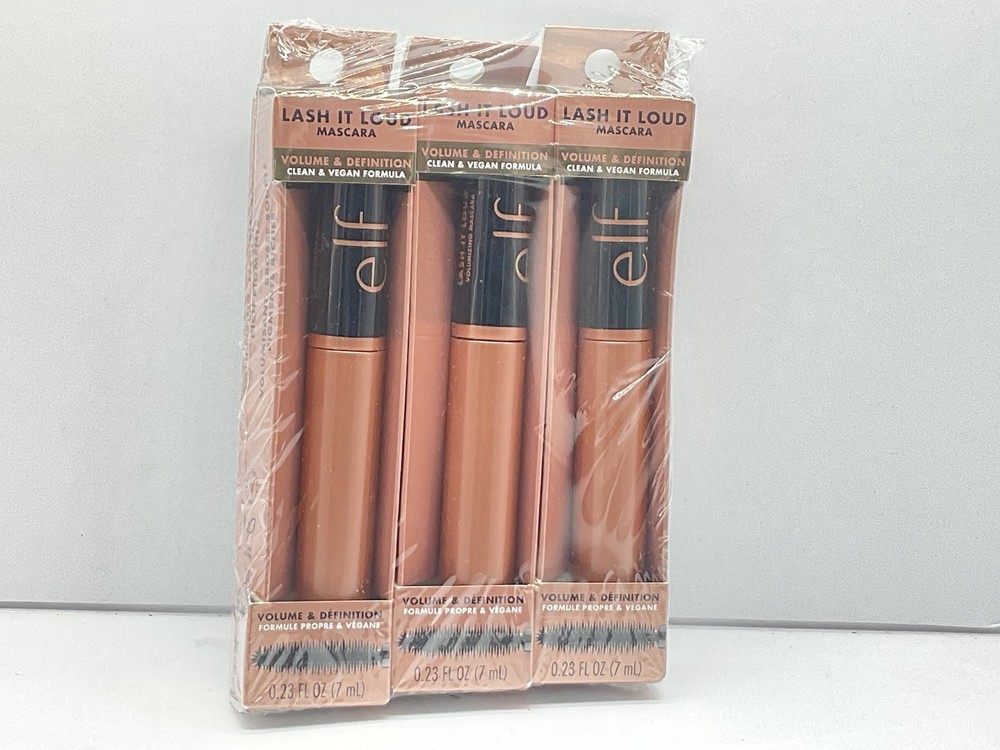 3 PACK e.l.f. Lash It Loud Volumizing Mascara in Deep Brown 0.23 oz