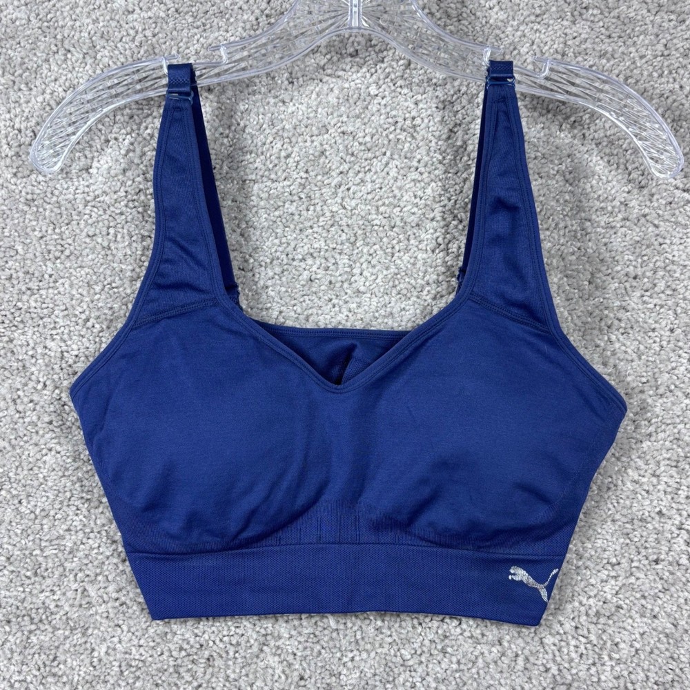 Puma Womens Seamless Sports Bra Royal Blue Adjustable Straps Size S