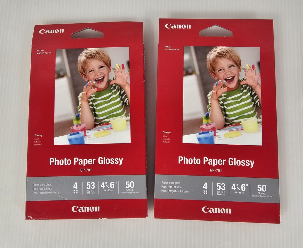 2 Packs Canon GP-701 Glossy Photo Paper 4x6 Inches 50 Sheets Each Genuine New