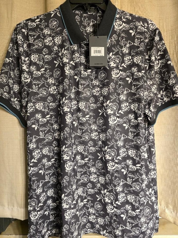 G/Fore Peony Sketch Tech Golf Polo Mens XL Banded Sleeve Stretch Shirt $120